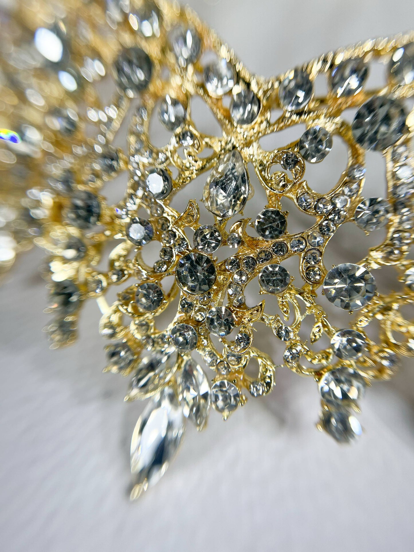 Gold Rhinestone Wedding Tiara, Royal Bridal Crown Headdress