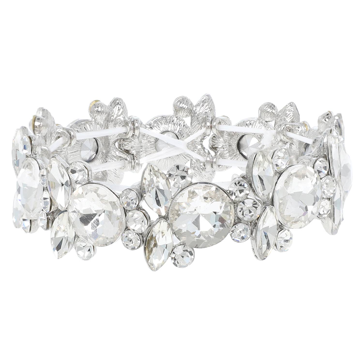 Baroque Crystal Gemstone Cluster Stretch Bracelet