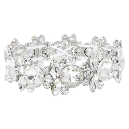 Baroque Crystal Gemstone Cluster Stretch Bracelet
