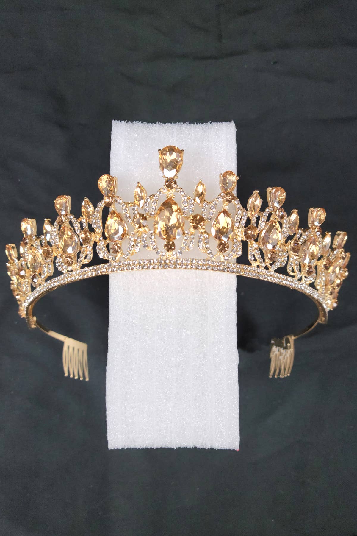 CR 165 HT939 Metal Tiara With Jewel Rhinestones.