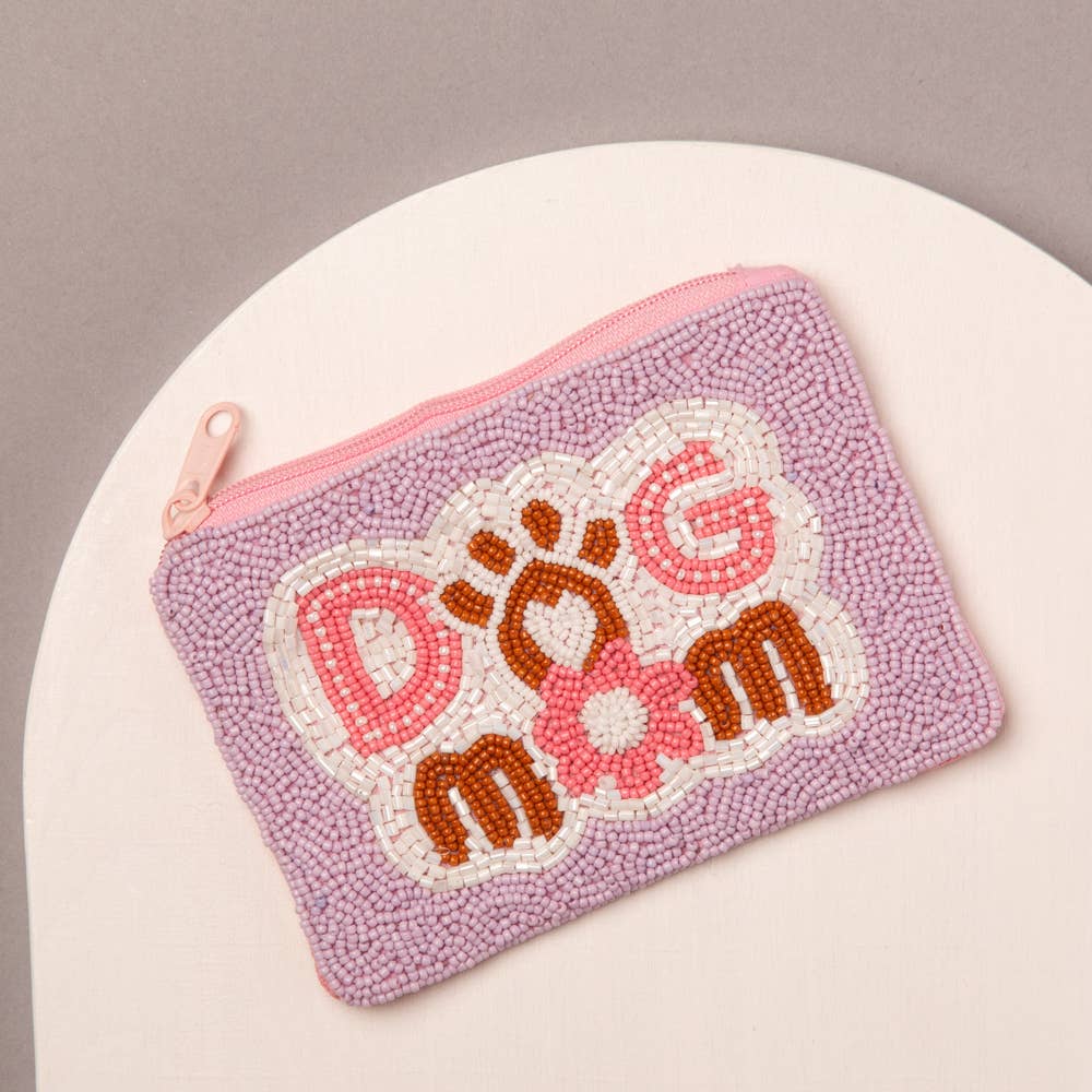 Pet Theme Dog Mom Beaded Coin Bag