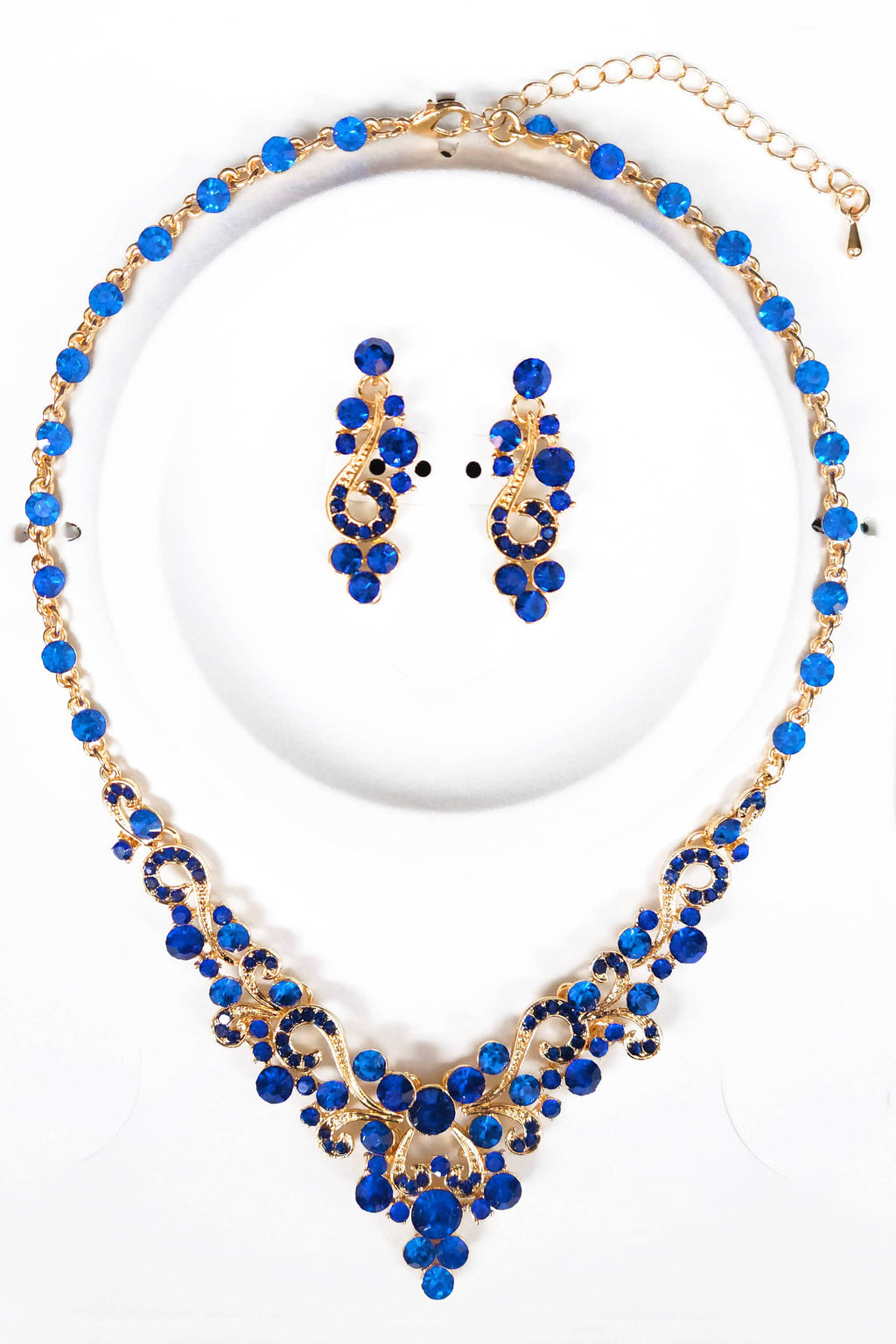 Metal necklace and earring set with jewel rhinestones FJN380