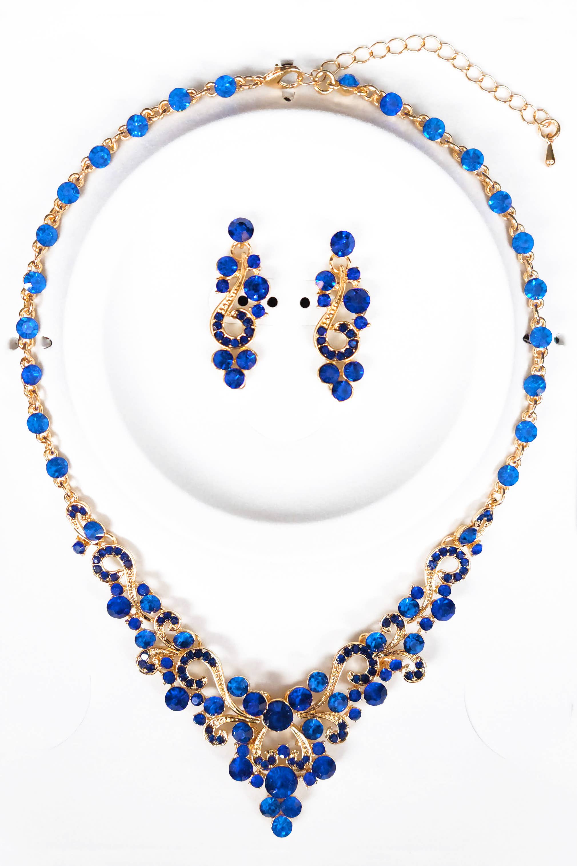 Metal necklace and earring set with jewel rhinestones FJN380