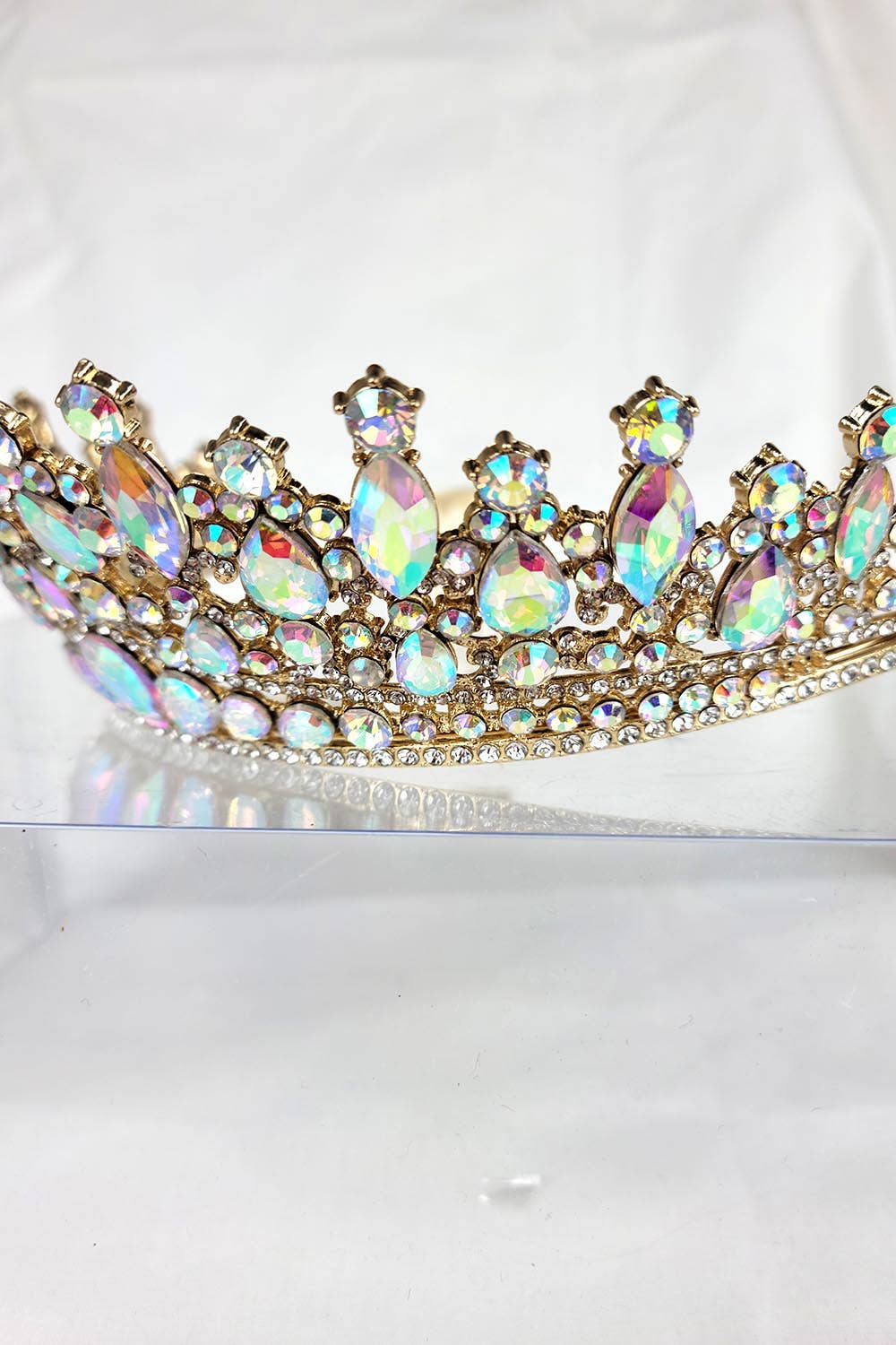 Gold/Crystal Tiara With Jewels - CR137