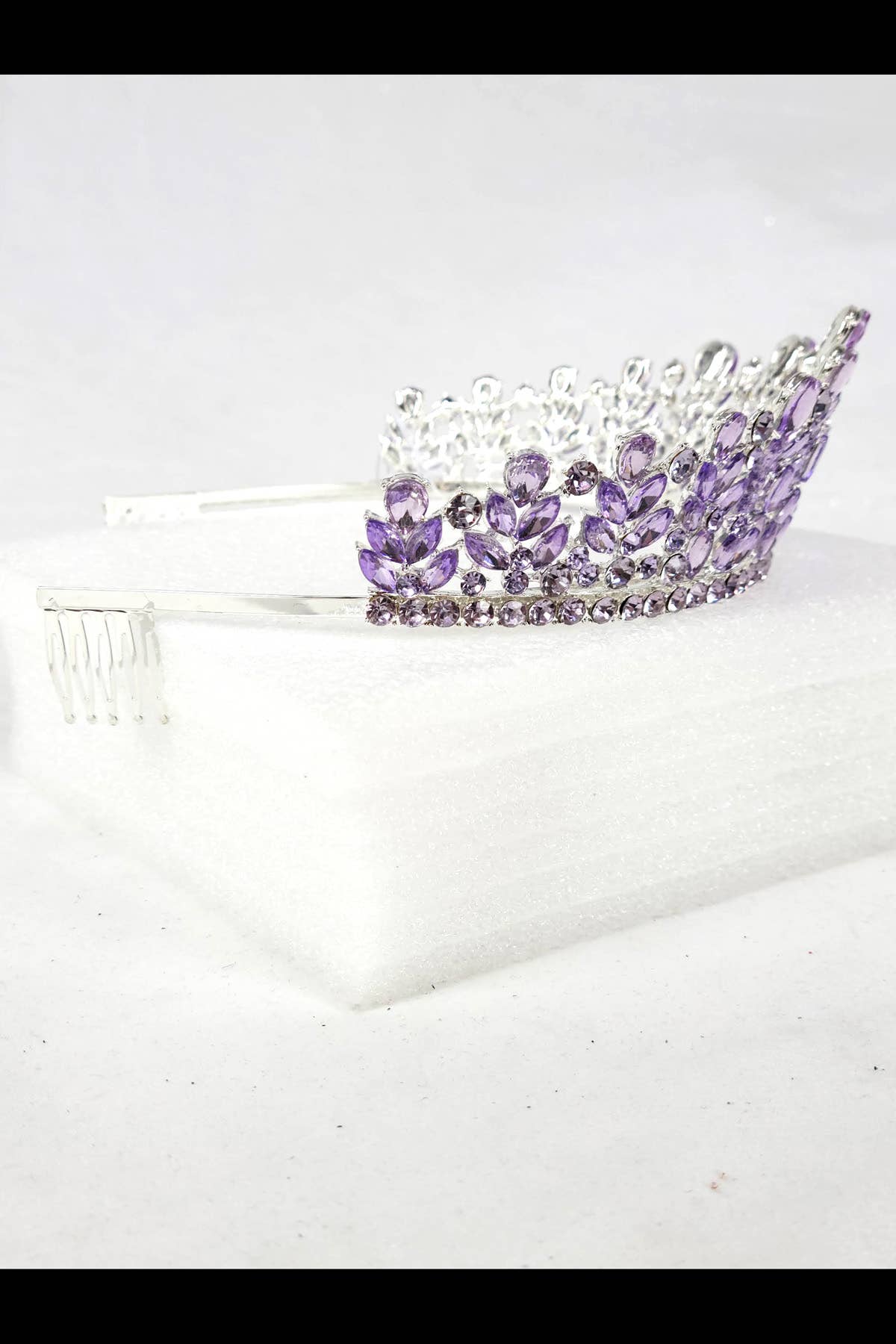 CR 163 HT971 Metal tiara with jewel rhinestones Lavender