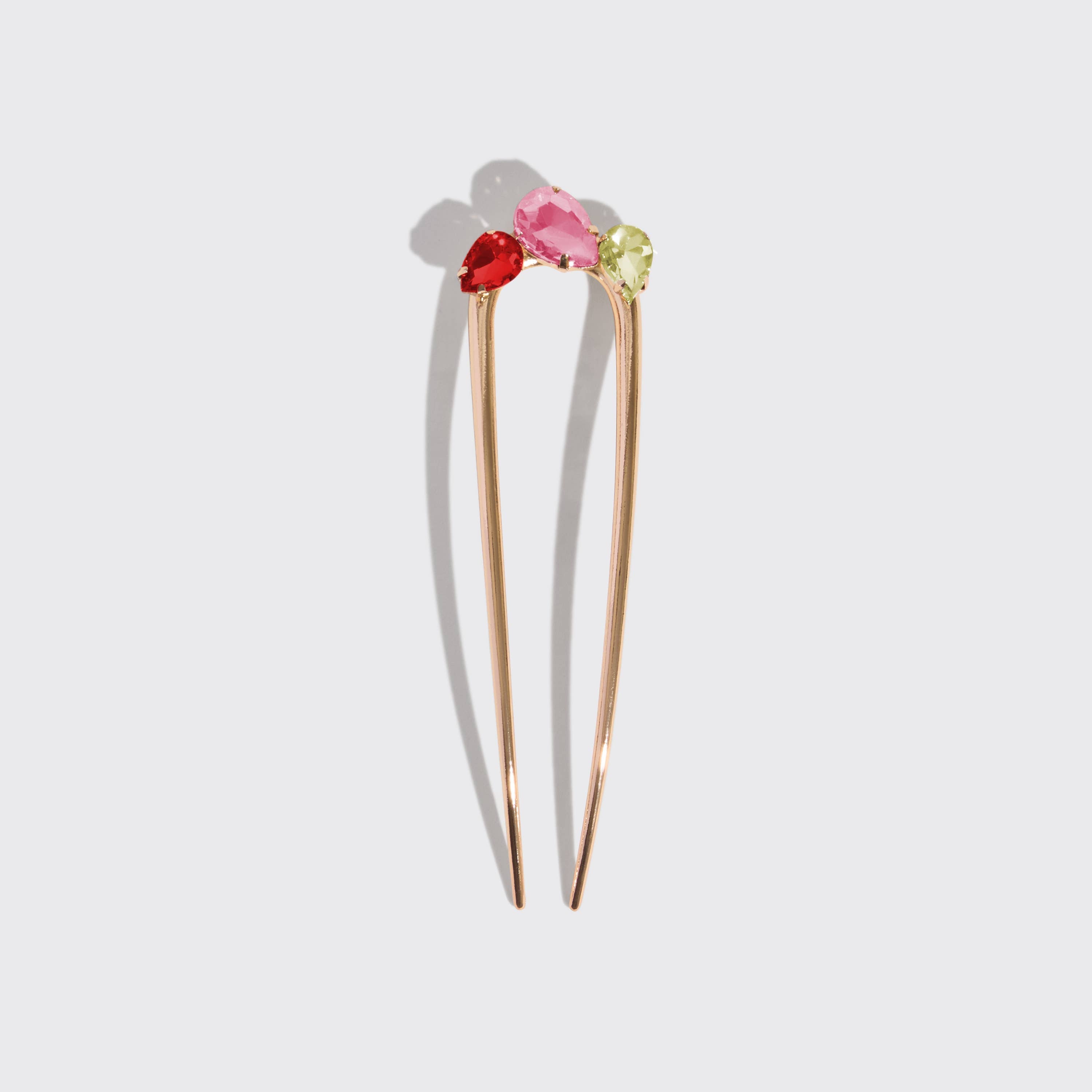 Holiday Gemstone French Hair Pin