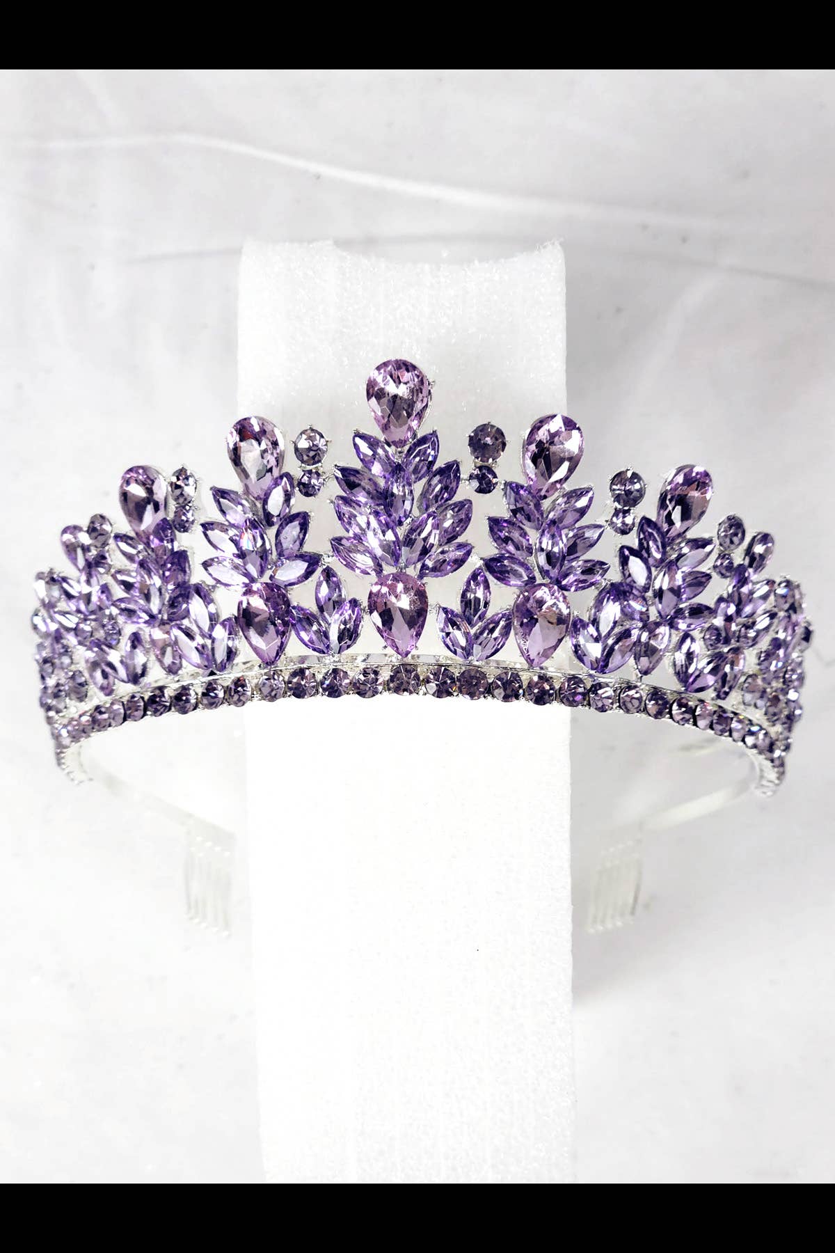 CR 163 HT971 Metal tiara with jewel rhinestones Lavender