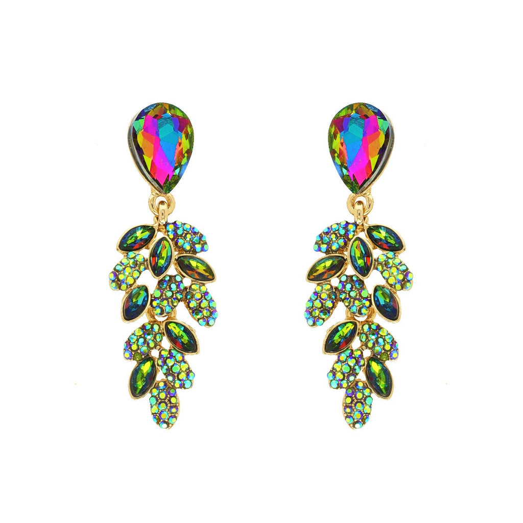 Teardrop Post Multi Rhinestone & Pave Drop Dangle Earrings