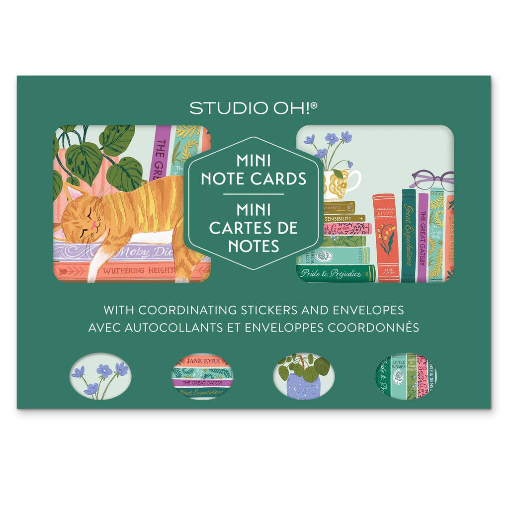 Cozy Reads Assorted Mini Note Card Set with Stickers