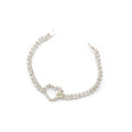 Wedding Silver Aurora Borealis Heart Line Bracelet