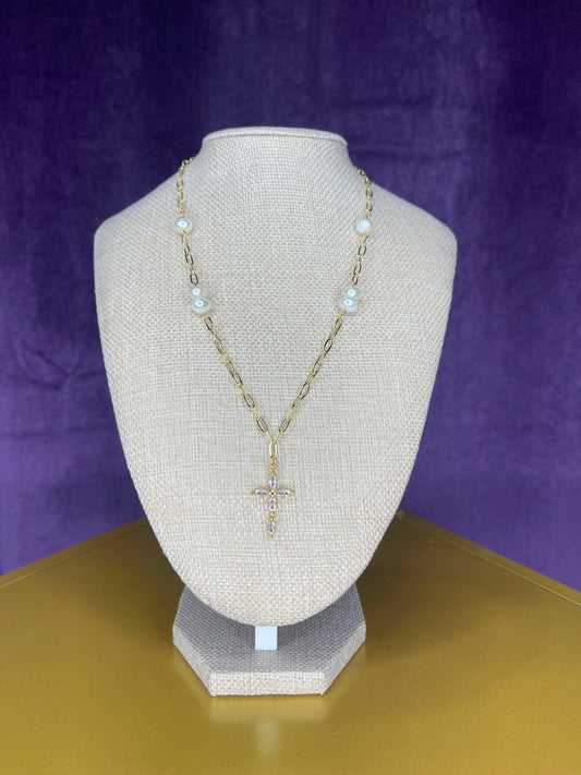 Pearls on 14kt gold plated chain