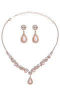 Gold Pearl Earrings & Rhinestone Pearl Necklace Set