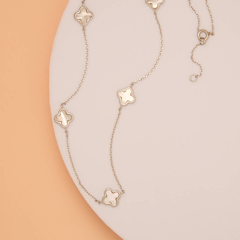 Epoxy Quatrefoil Clover Station Necklace