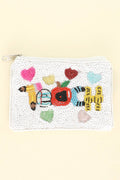 Teach Sequin Beaded Embroidered Coin Bag