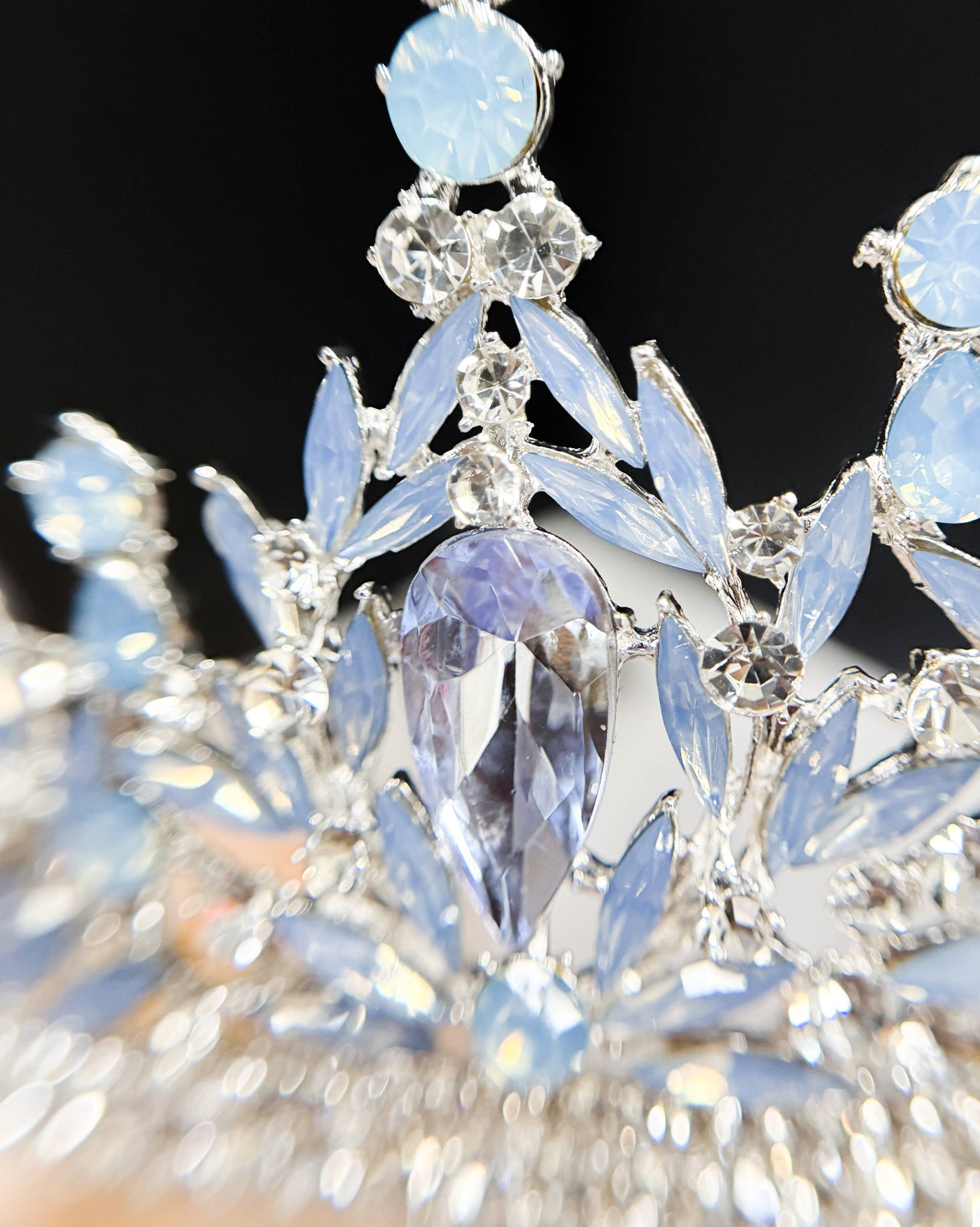 Sky Blue Gemstone Crown, Bridal Headpiece, Wedding Headband