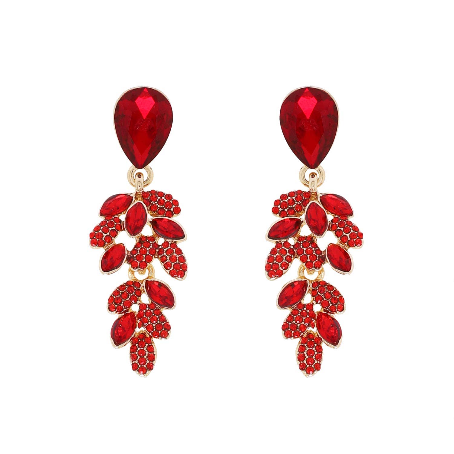Teardrop Post Multi Rhinestone & Pave Drop Dangle Earrings