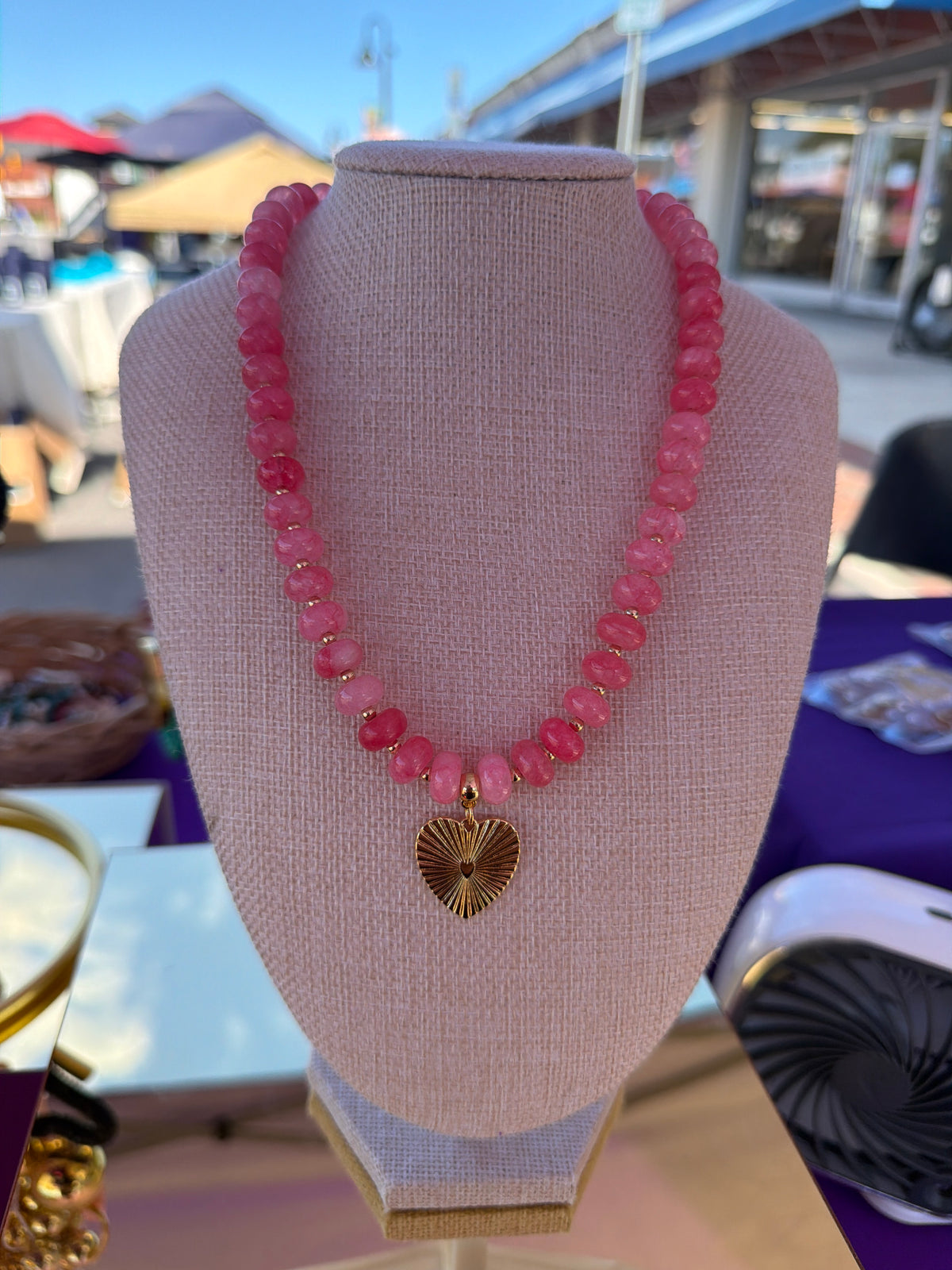 Cherry quartz rondelle necklace