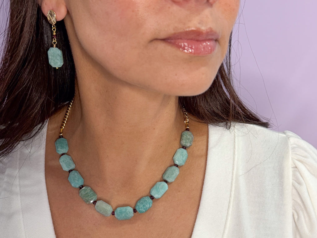 Russian Amazonite & Garnet Elegance Set
