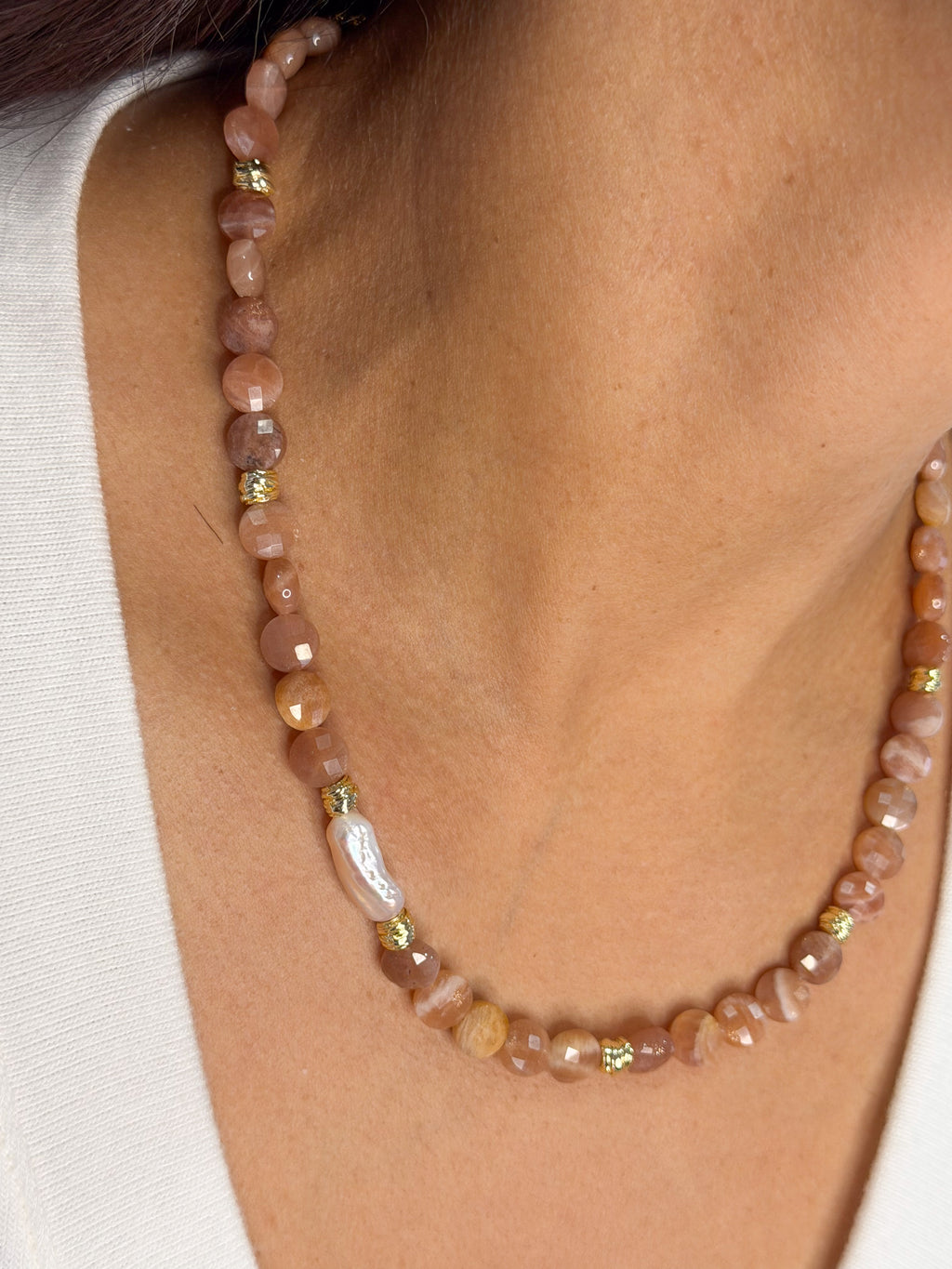 Moonstone & Pearl Luminescence Necklace