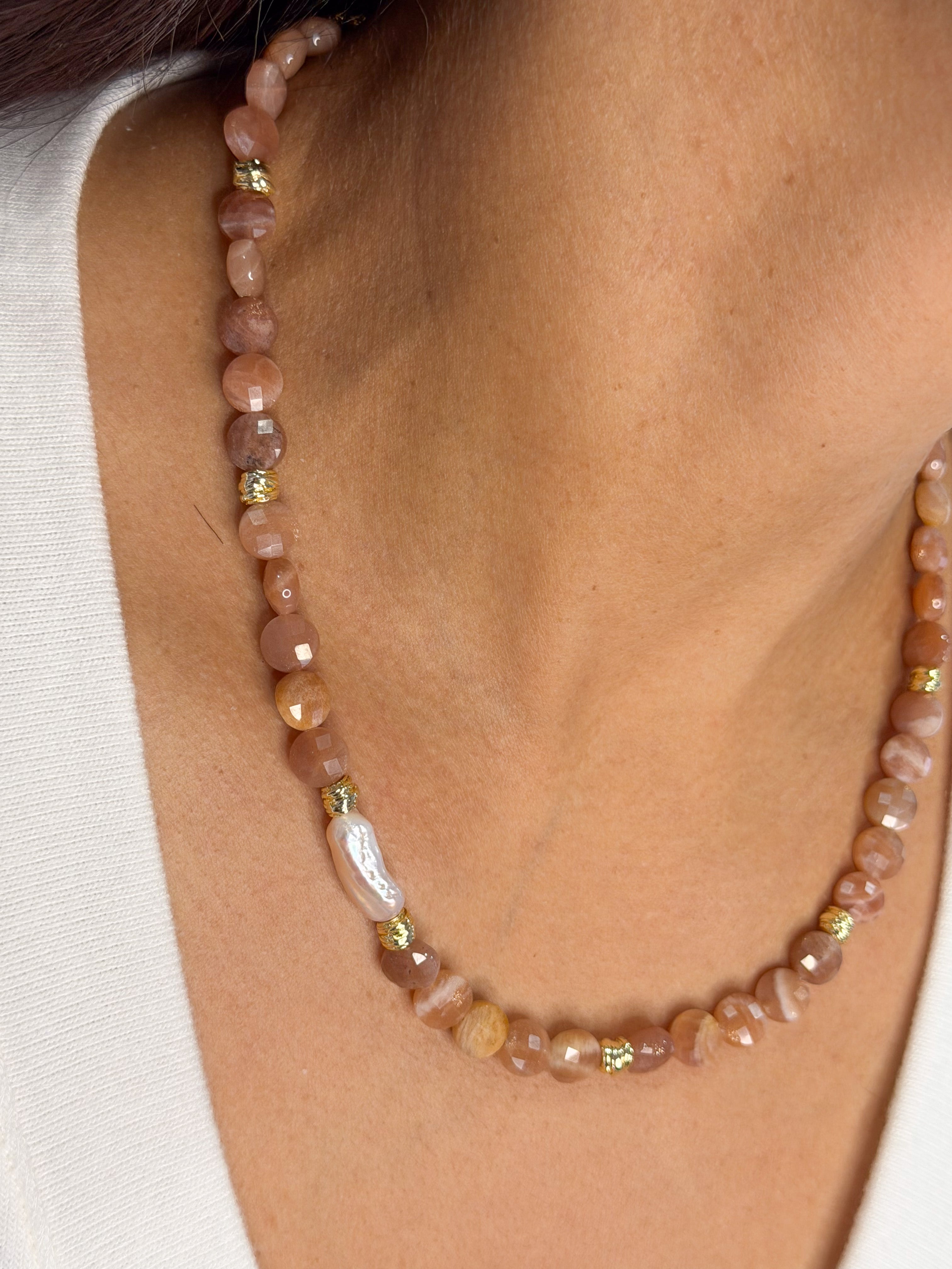 Moonstone & Pearl Luminescence Necklace