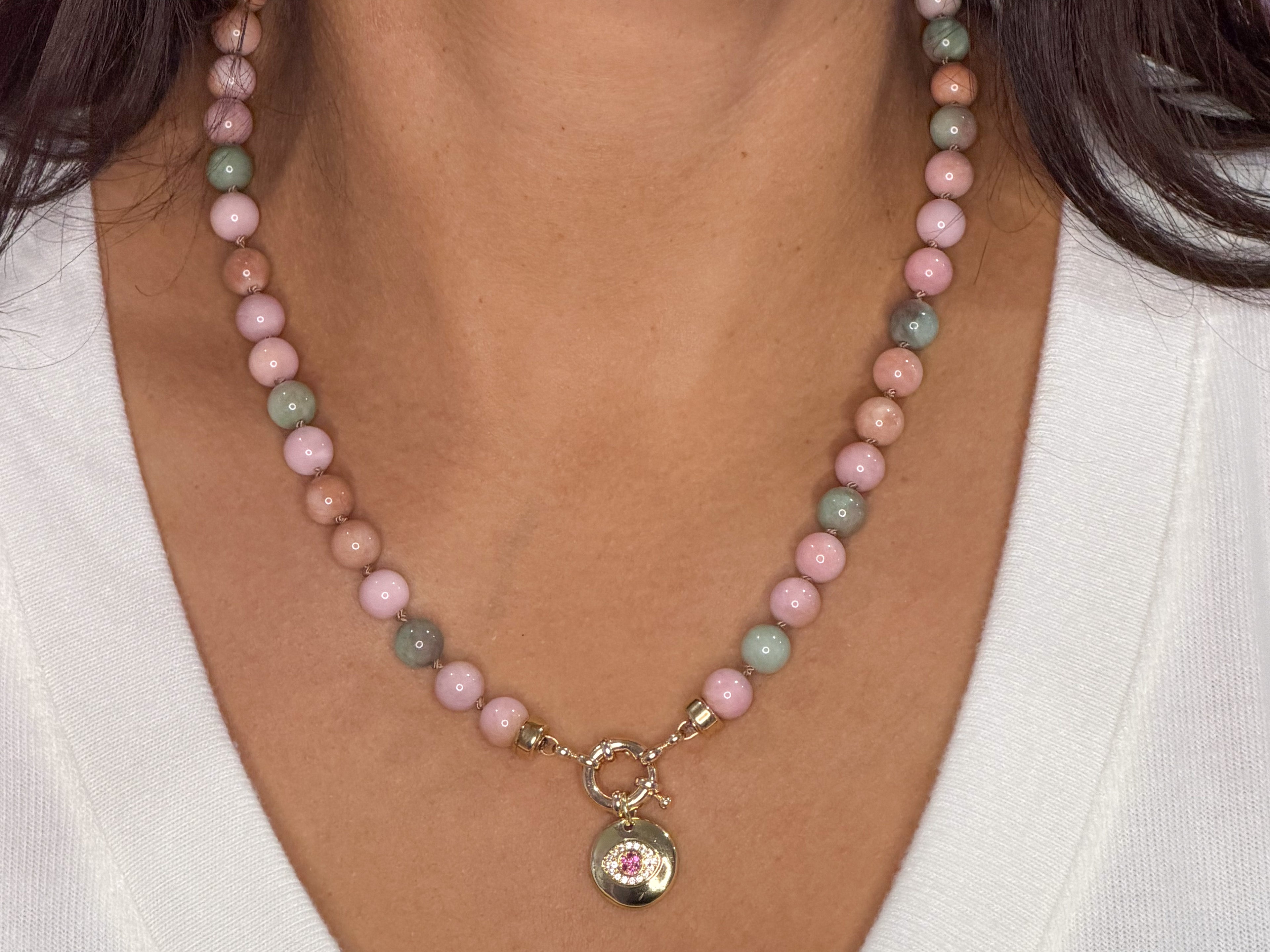 Yan Yuan Agate Evil Eye Protection Necklace