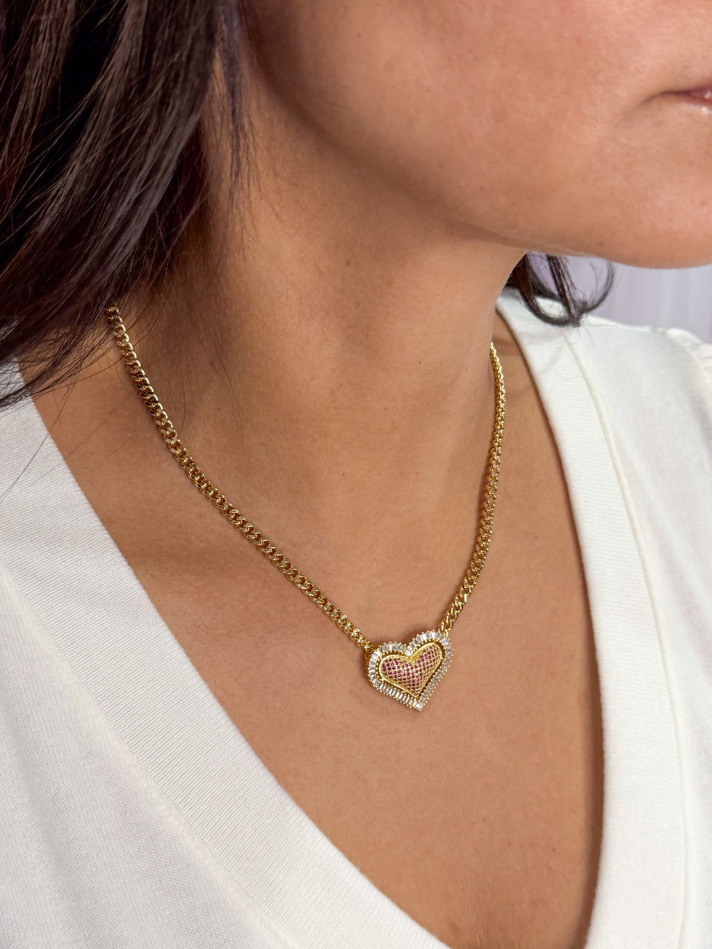 14kt Gold Plated Pavé Heart Necklace