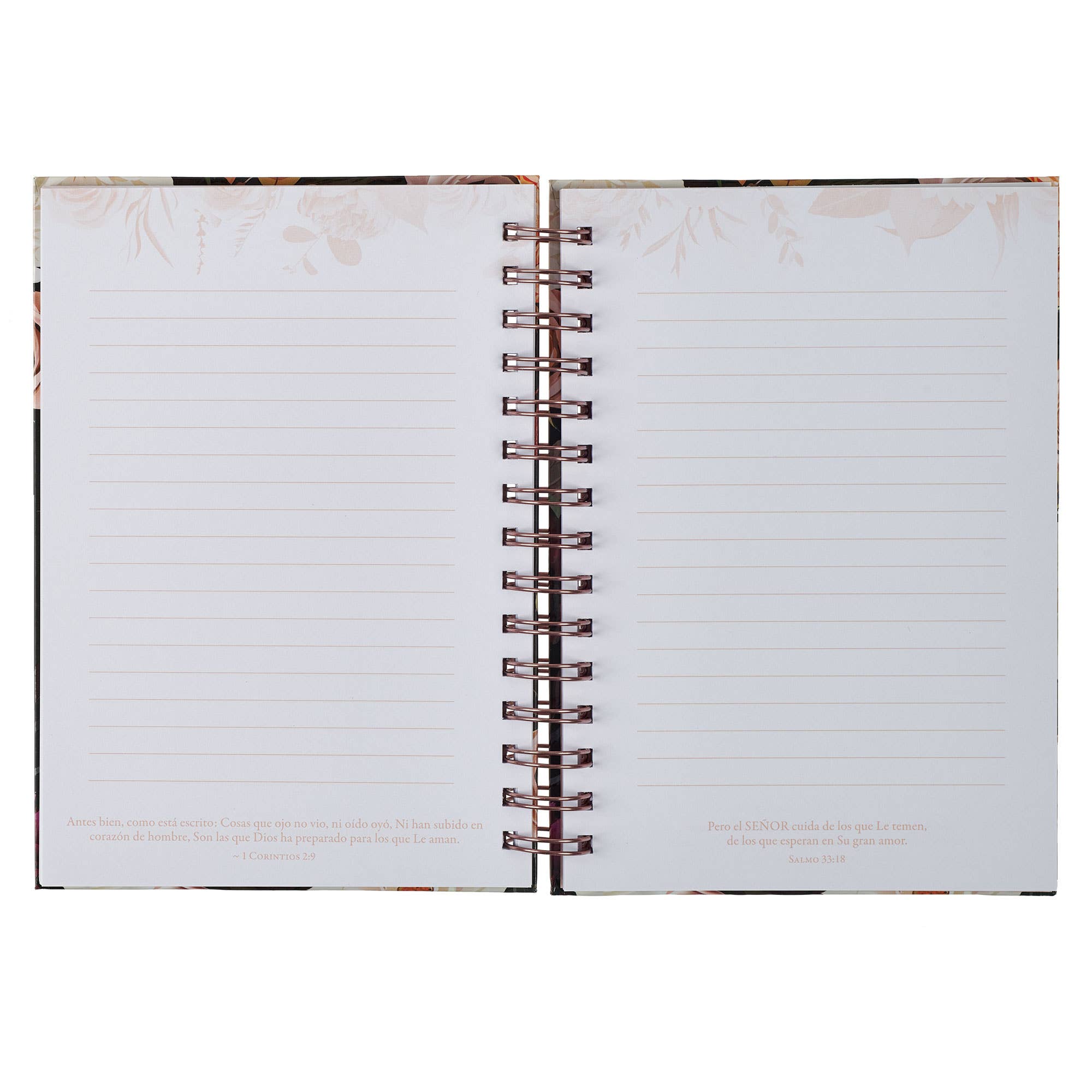 Diario Espiral Negro Floral Fuerte y Valiente Jos. 1:9
