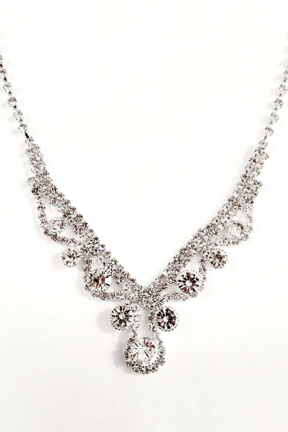 Metal Necklace, Earring, & Bracelet Set with Jewels JR3174-