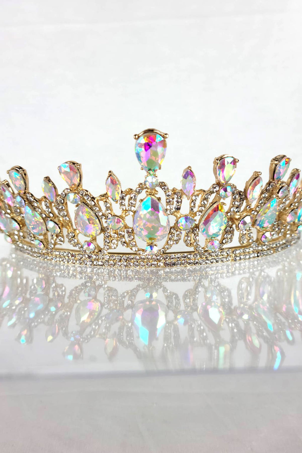 CR 165 HT939 Metal Tiara With Jewel Rhinestones.