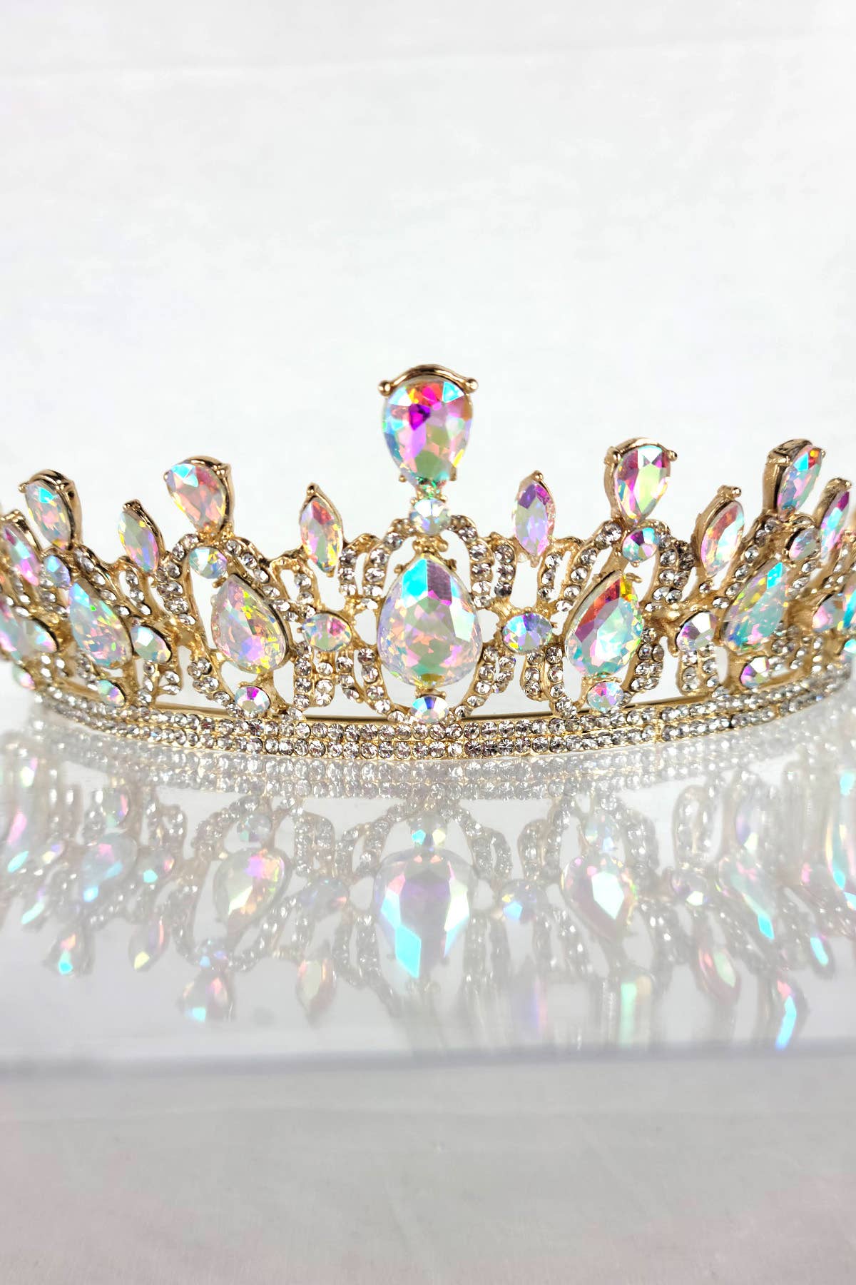 CR 165 HT939 Metal Tiara With Jewel Rhinestones.