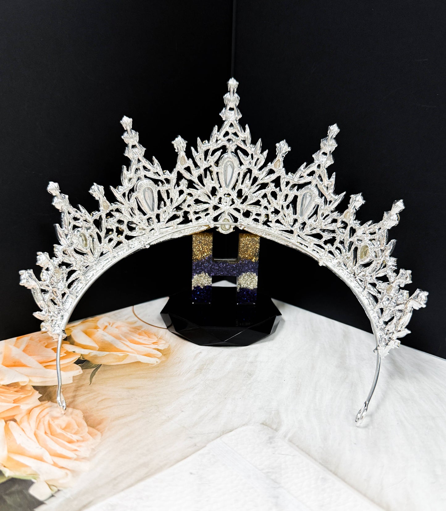 Sky Blue Gemstone Crown, Bridal Headpiece, Wedding Headband