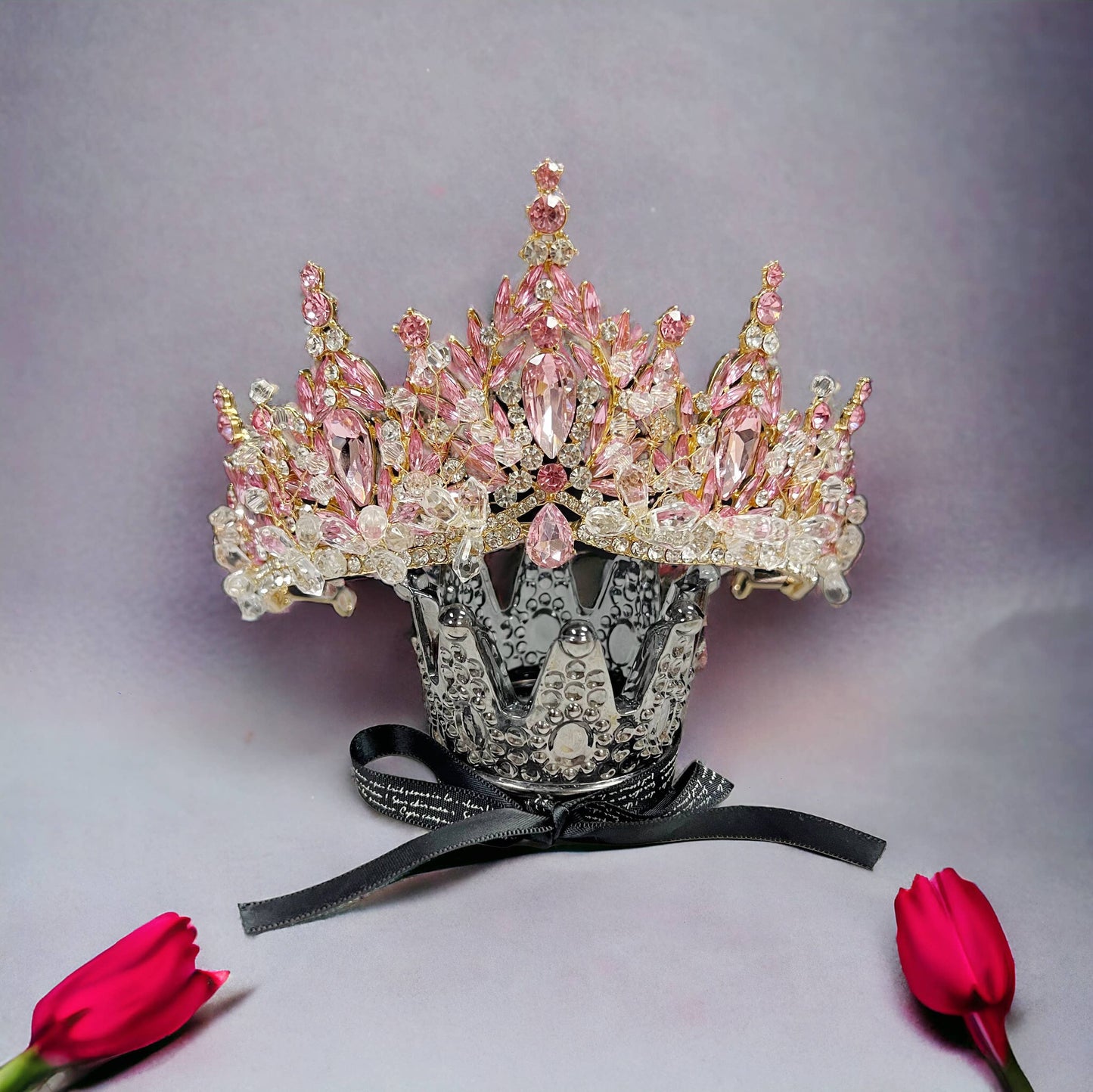 Pink Crystal crown Flower girl crown Birthday Princess tiara