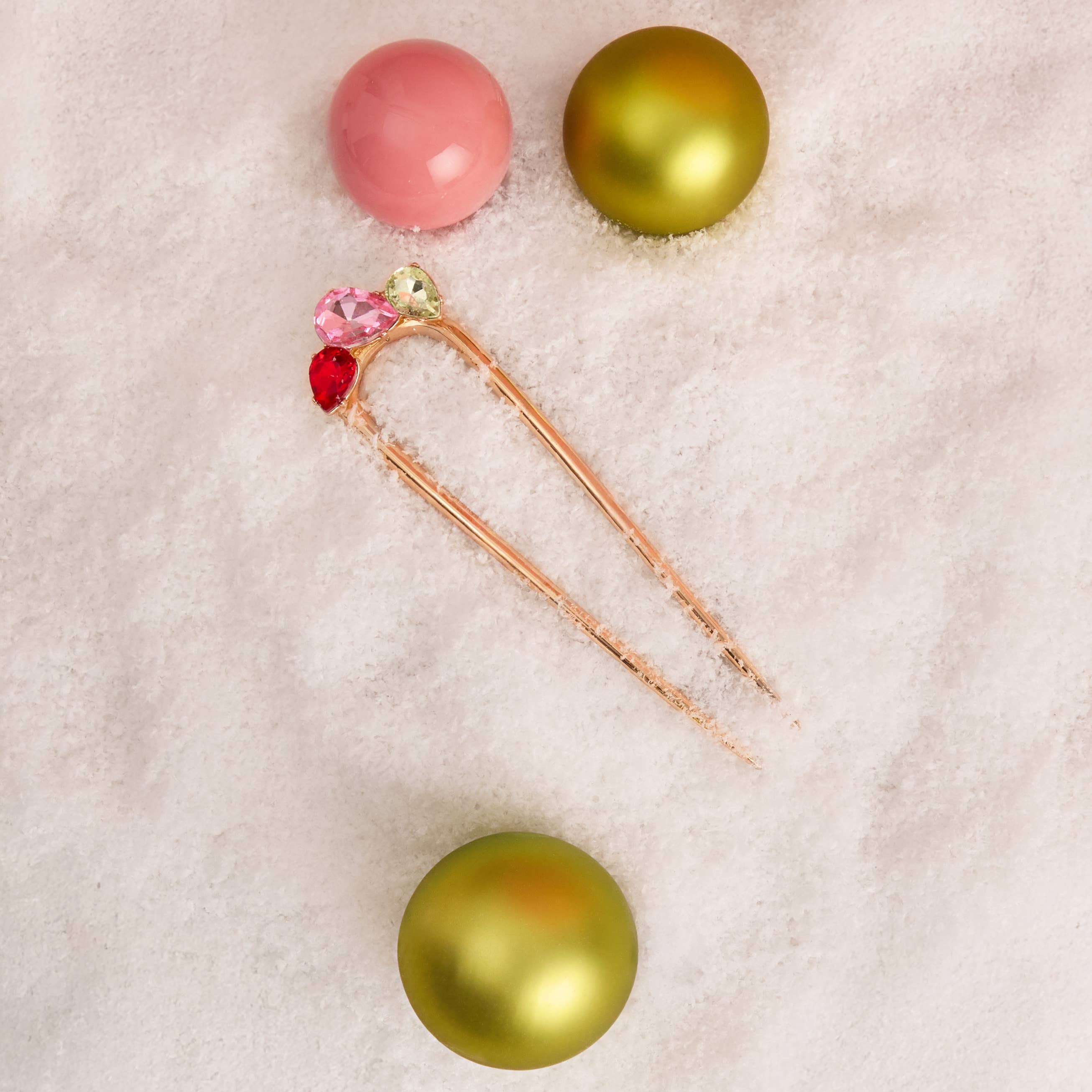 Holiday Gemstone French Hair Pin