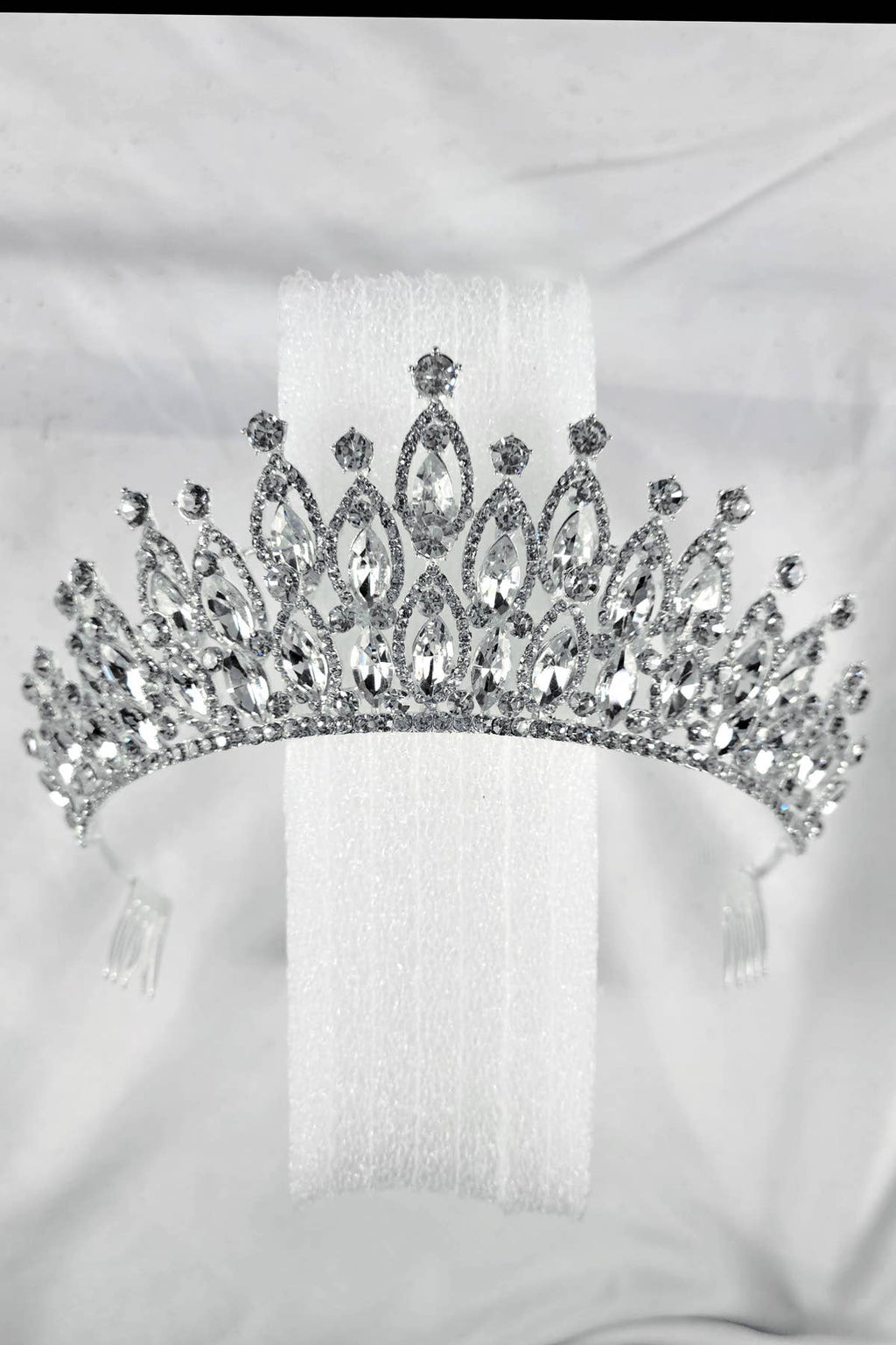 CR 158 HT974 Tiara with navy blue jewel rhinestones