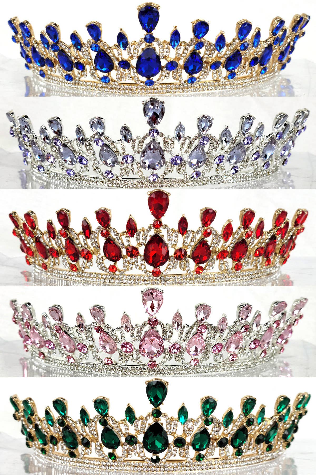 CR 165 HT939 Metal Tiara With Jewel Rhinestones.