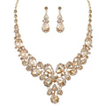 Crystal Gemstone Cluster V-Shaped Necklace Set