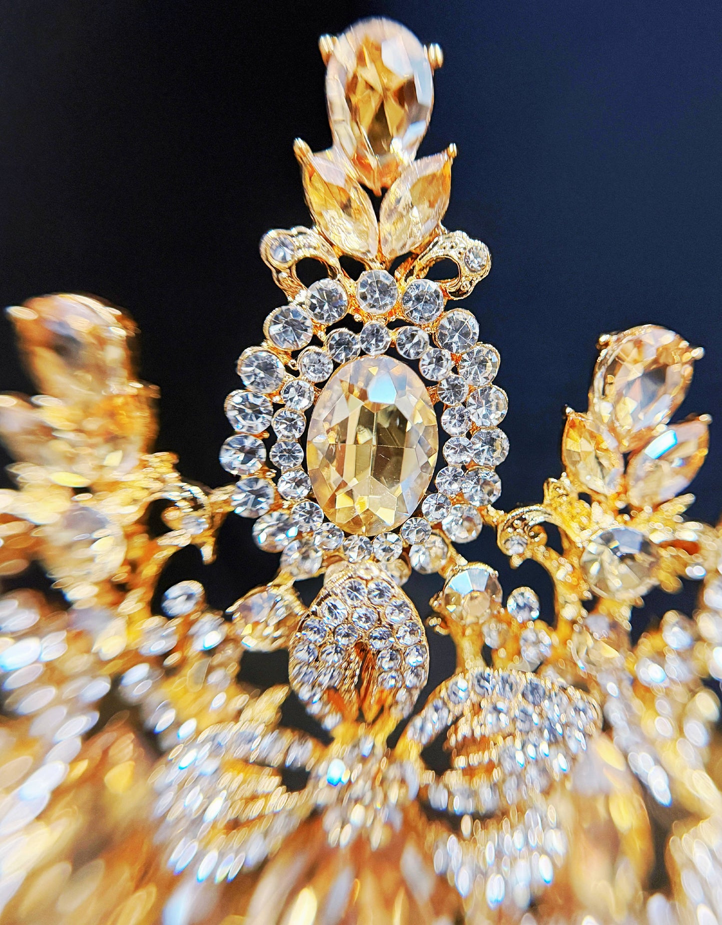 Princess Floral Tiara, Birthday Crown, Amber Crystal Tiara