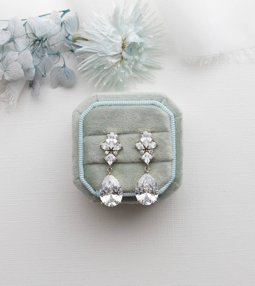 Pear Drops CZ Earrings