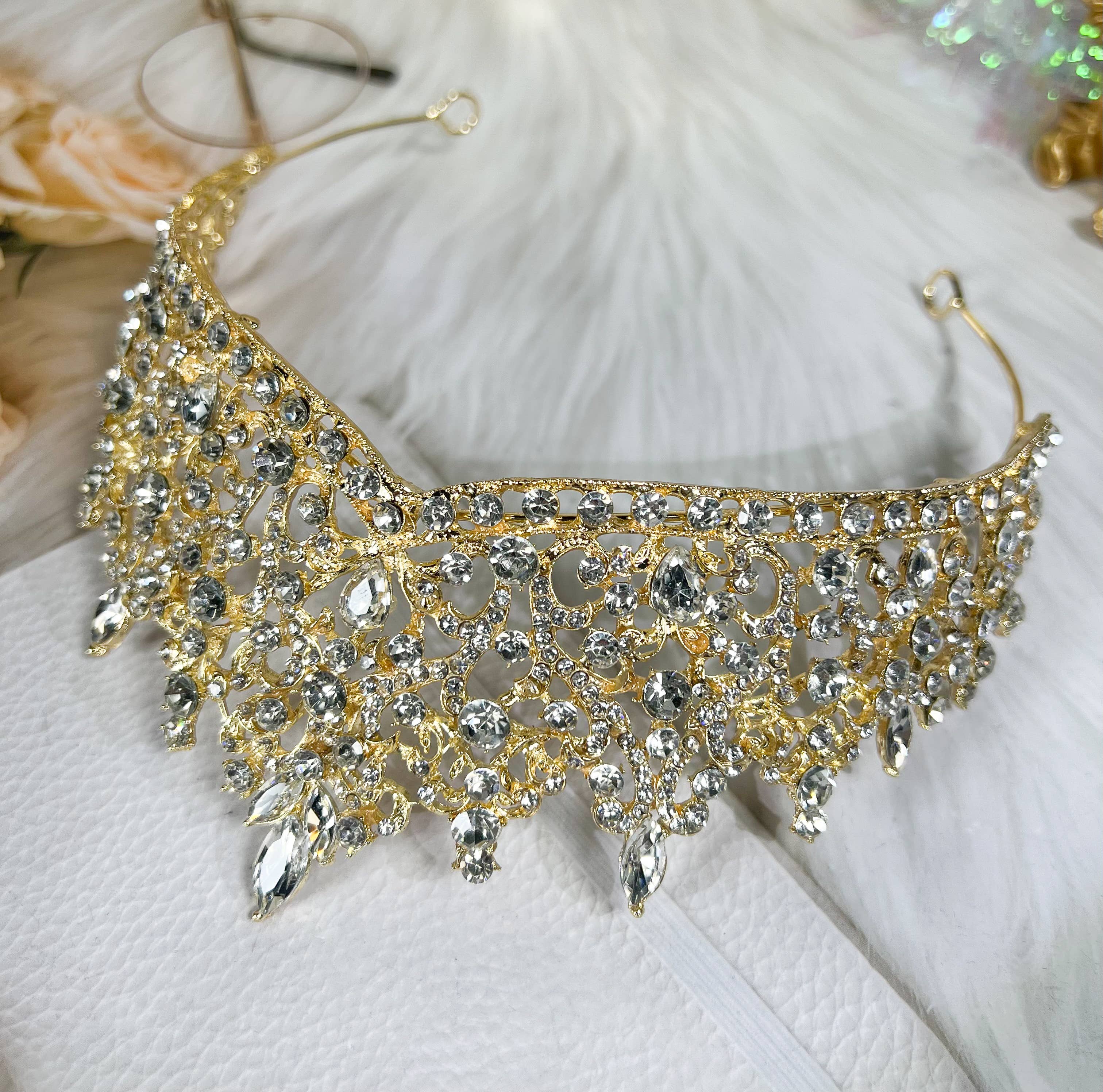 Gold Rhinestone Tiara - CR128
