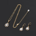 Gold Teardrop Cubic Zirconia Necklace and Earrings Set