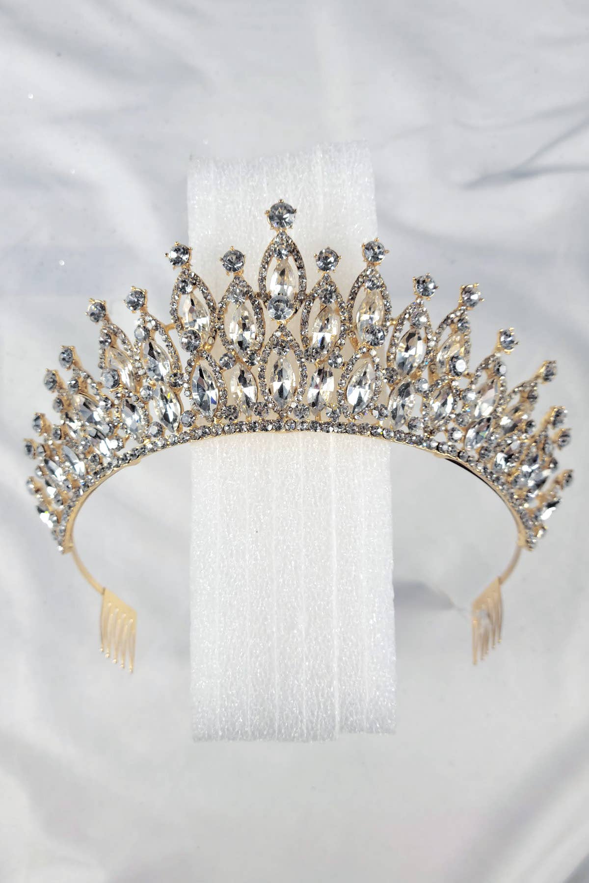 CR 158 HT974 Tiara with navy blue jewel rhinestones
