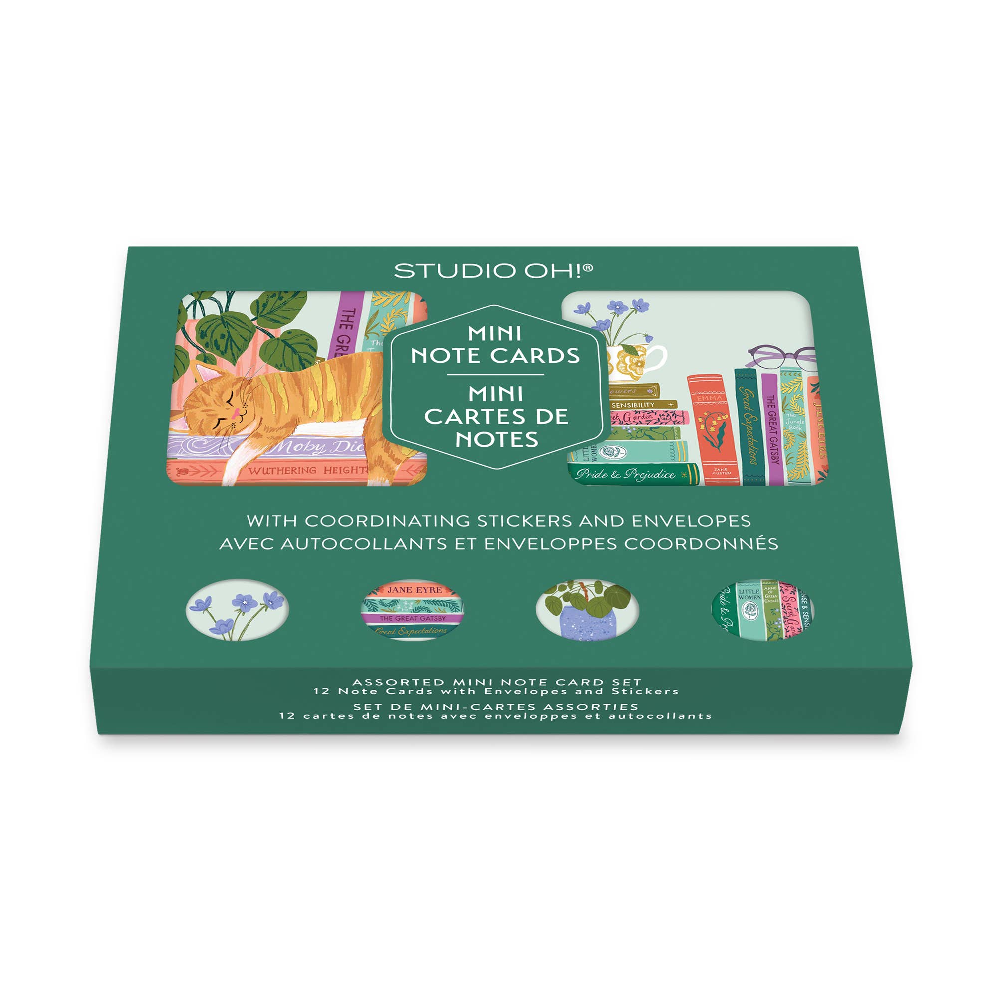 Cozy Reads Assorted Mini Note Card Set with Stickers