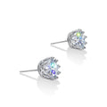 #17568 - Vintage-Style Crown Setting Cubic Zirconia Stud Earrings - 8mm