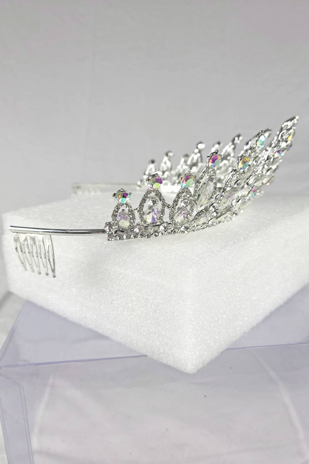 CR 158 HT974 Tiara with navy blue jewel rhinestones