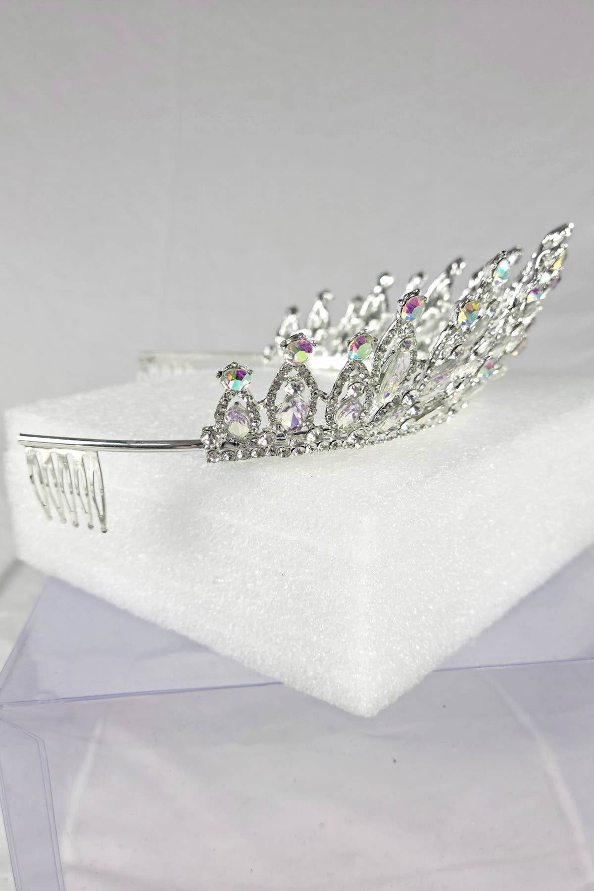 CR 158 HT974 Tiara with navy blue jewel rhinestones