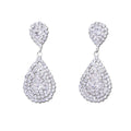 Silver Crystal Rhinestone Teardrop Dangle Earrings
