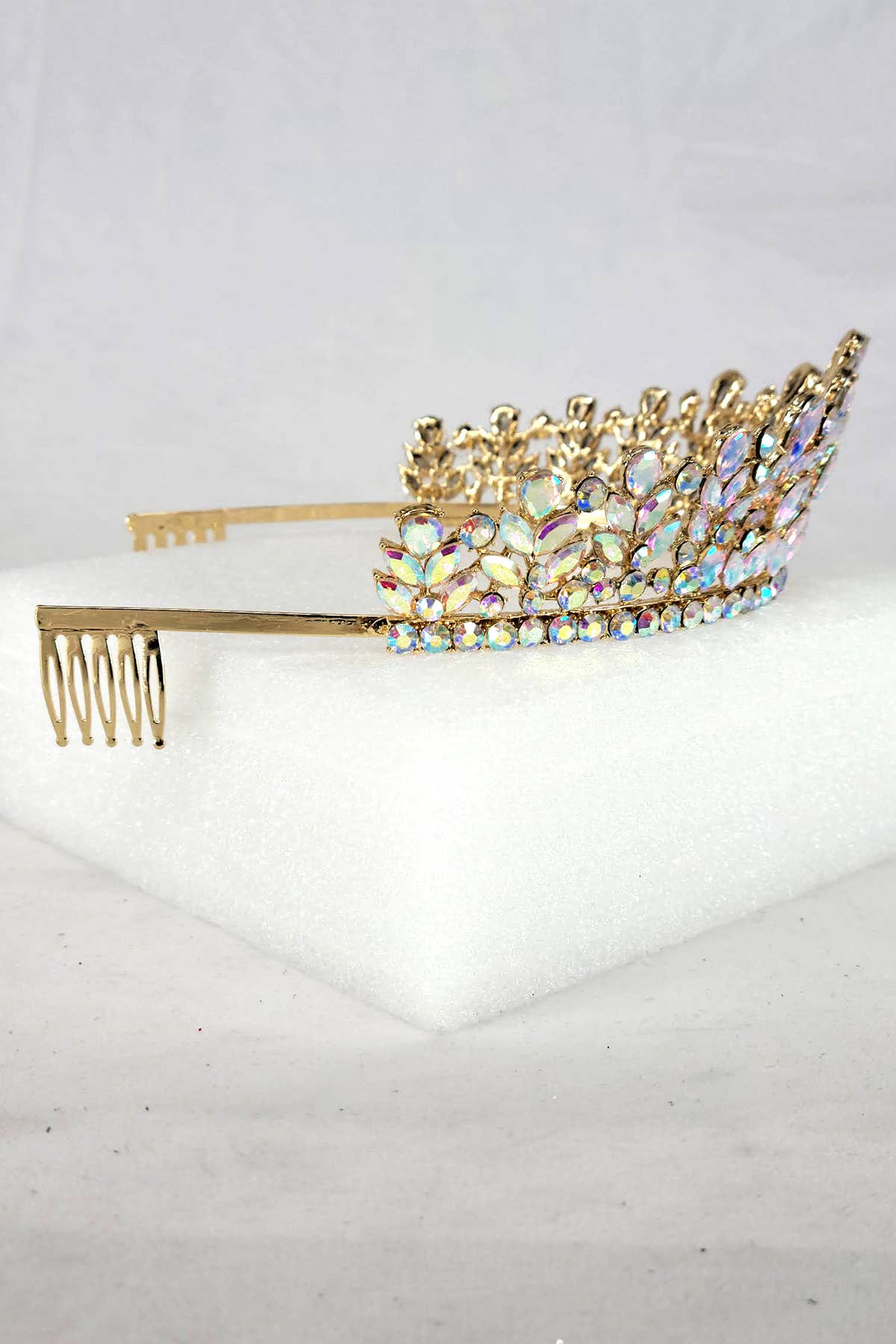 CR 163 HT971 Metal tiara with jewel rhinestones Lavender