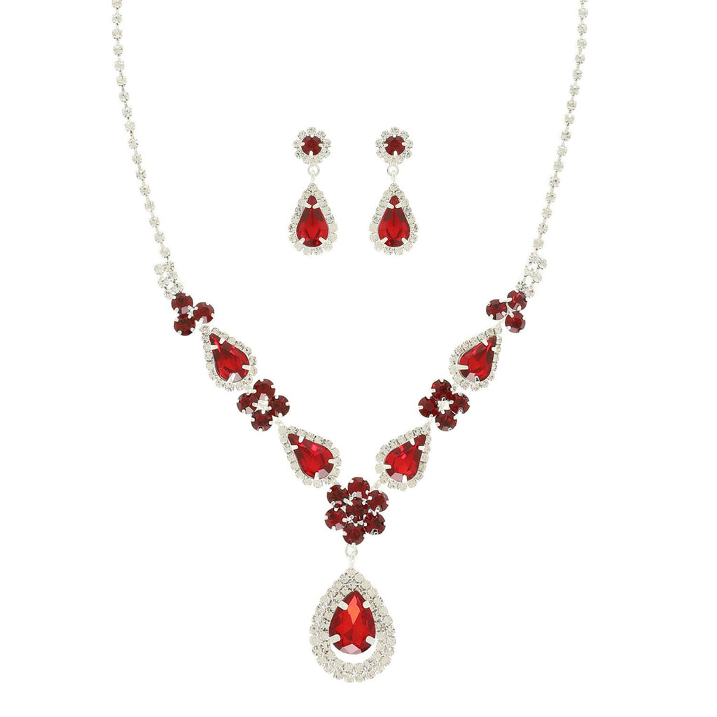 Teardrop Crystal Statement Necklace Set