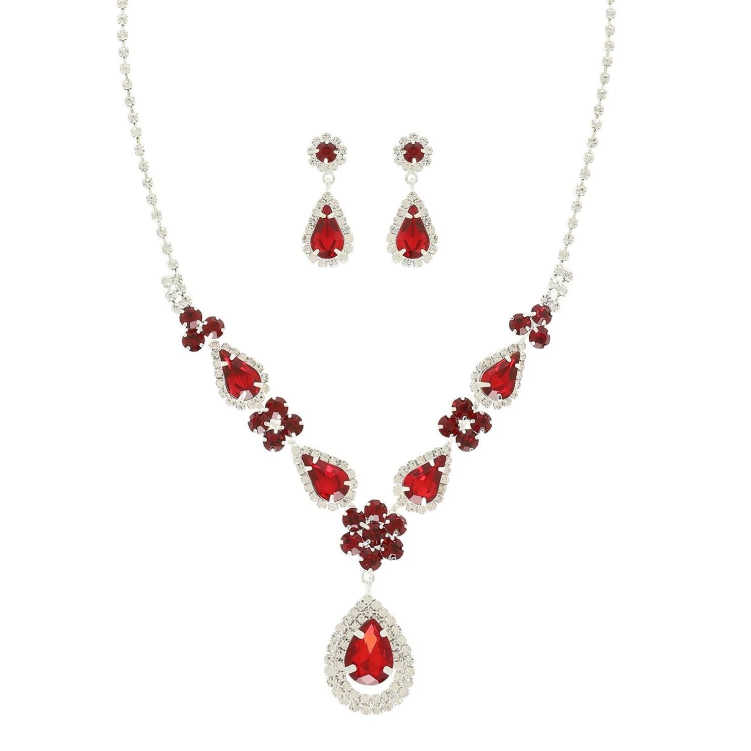 Teardrop Crystal Statement Necklace Set