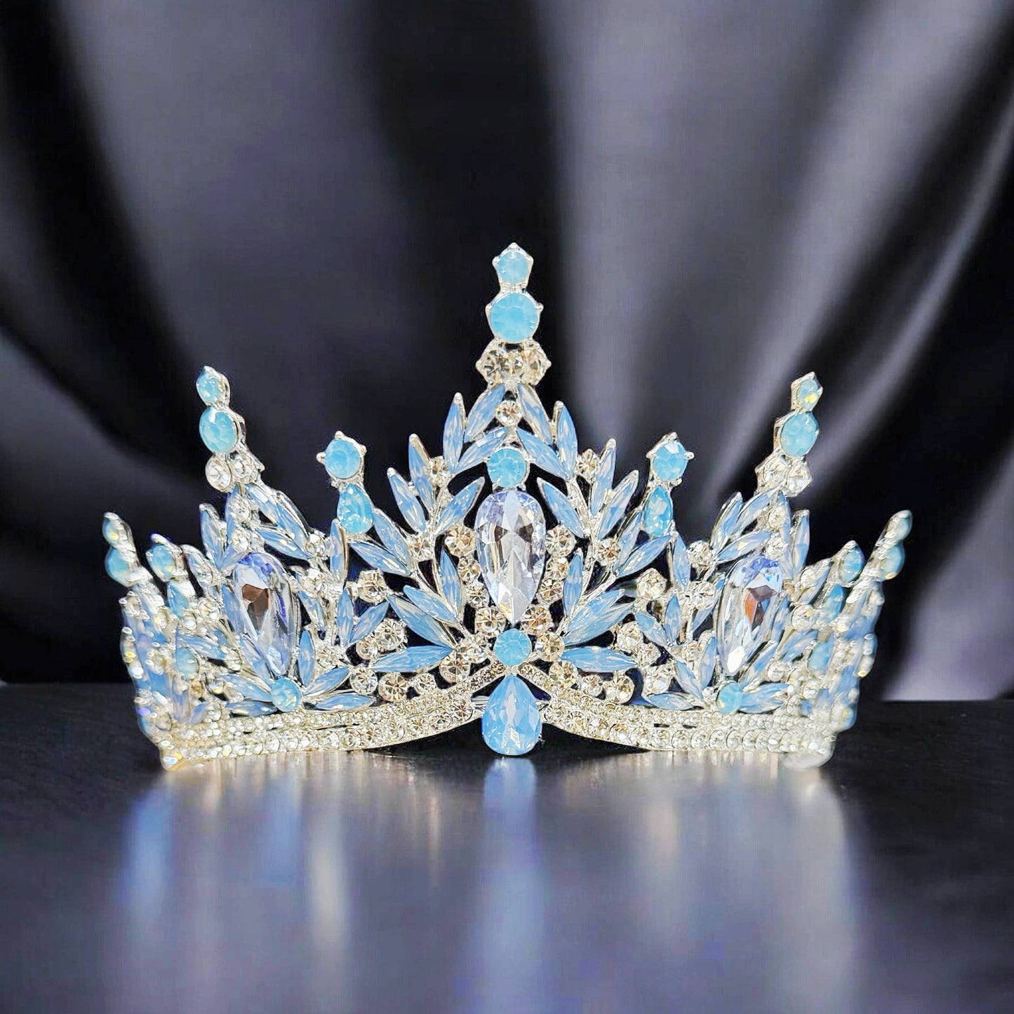 Sky Blue Gemstone Crown, Bridal Headpiece, Wedding Headband